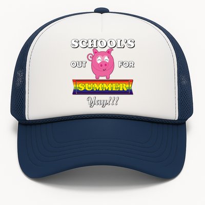 School's Out Summer Cute Gift Last Day School Cute Pig Piggie Piggy Gift Trucker Hat