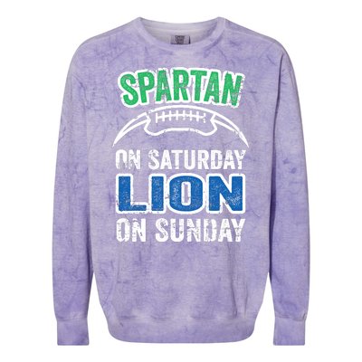 Spartan On Saturday Lion On Sunday Detroit Won Colorblast Crewneck Sweatshirt