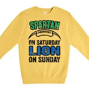 Spartan On Saturday Lion On Sunday Detroit Won Premium Crewneck Sweatshirt