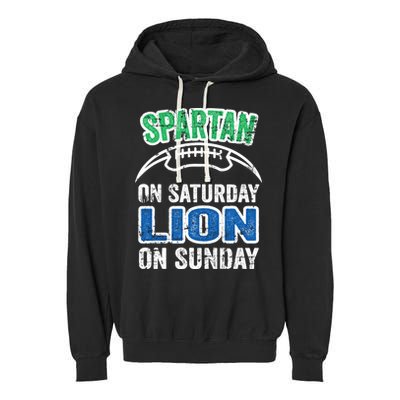Spartan On Saturday Lion On Sunday Detroit Won Garment-Dyed Fleece Hoodie