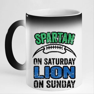 Spartan On Saturday Lion On Sunday Detroit Won 11oz Black Color Changing Mug