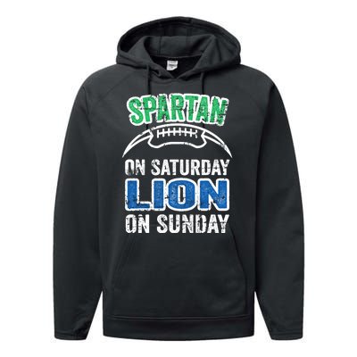 Spartan On Saturday Lion On Sunday Detroit Won Performance Fleece Hoodie