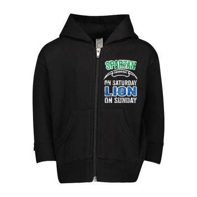 Spartan On Saturday Lion On Sunday Detroit Won Toddler Zip Fleece Hoodie