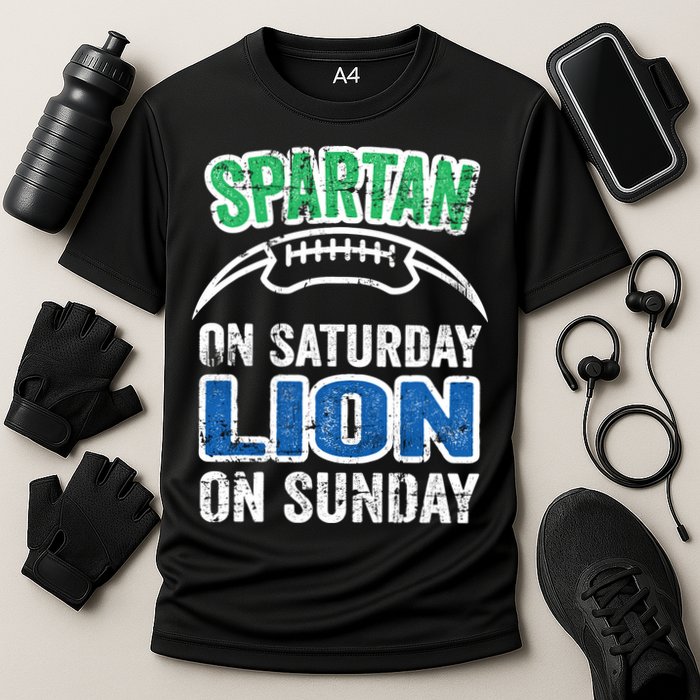 Spartan On Saturday Lion On Sunday Detroit Won Cooling Performance Crew T-Shirt