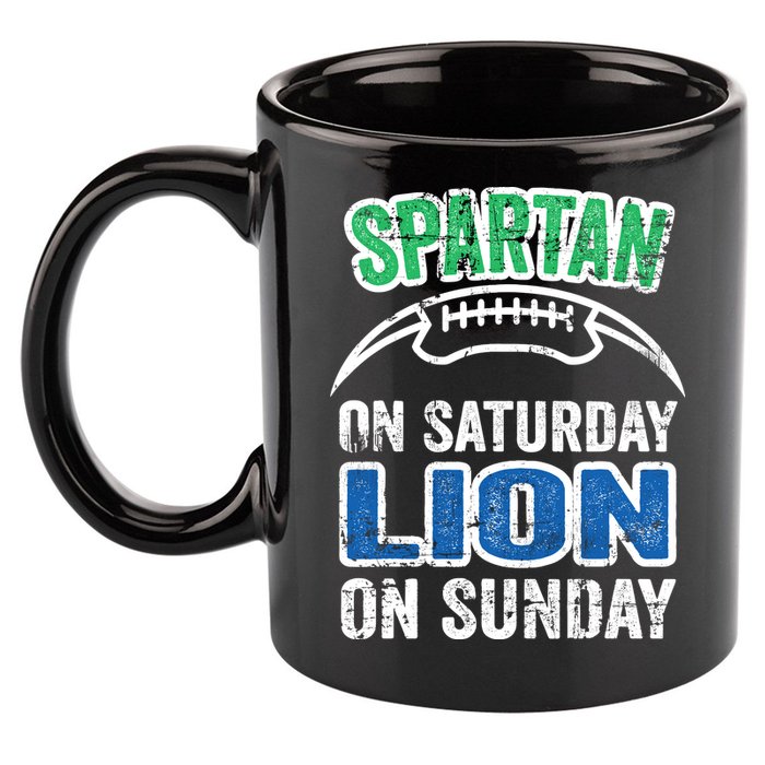 Spartan On Saturday Lion On Sunday Detroit Won 11oz C Handle Ceramic Mug
