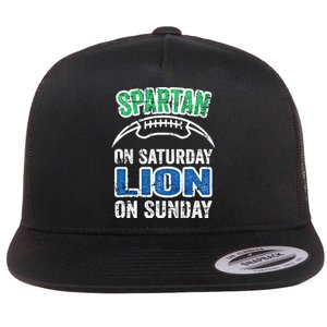 Spartan On Saturday Lion On Sunday Detroit Won Flat Bill Trucker Hat