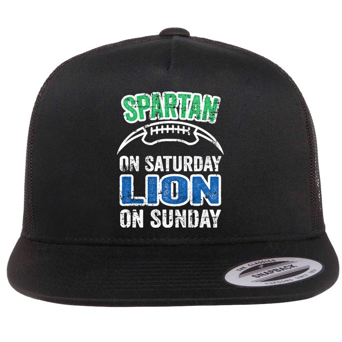 Spartan On Saturday Lion On Sunday Detroit Won Flat Bill Trucker Hat