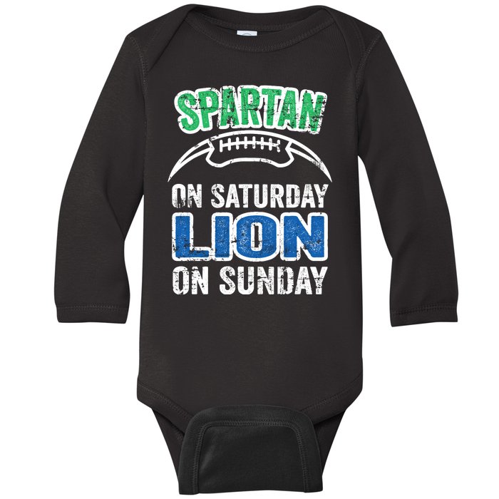 Spartan On Saturday Lion On Sunday Detroit Won Baby Long Sleeve Bodysuit