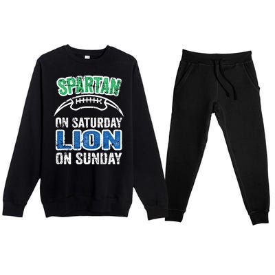 Spartan On Saturday Lion On Sunday Detroit Won Premium Crewneck Sweatsuit Set