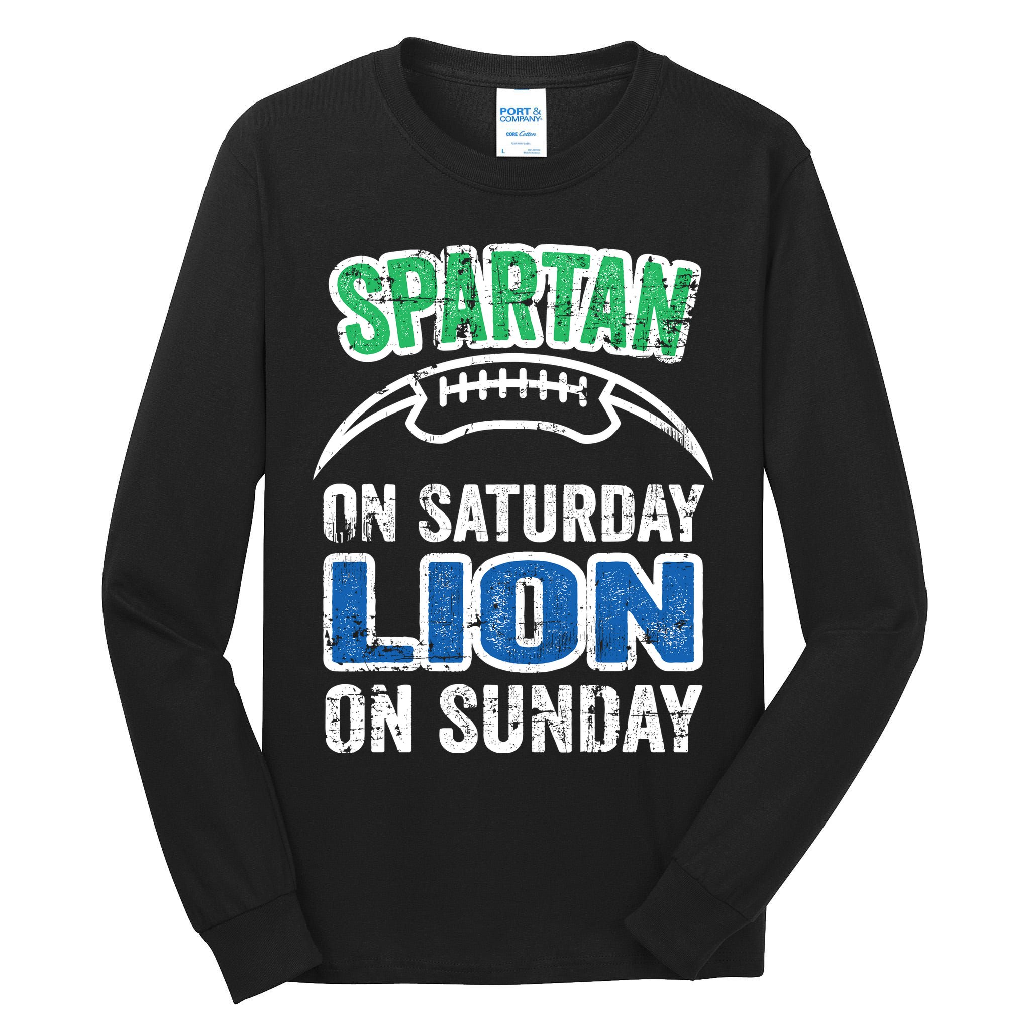 Spartan On Saturday Lion On Sunday Detroit Won Tall Long Sleeve T-Shirt