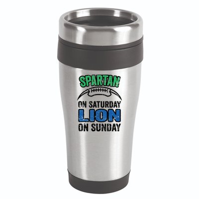 Spartan On Saturday Lion On Sunday Detroit Won 16oz Travel Tumbler
