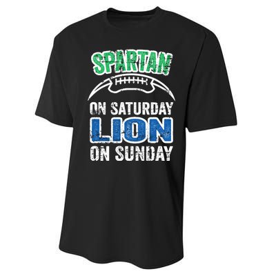 Spartan On Saturday Lion On Sunday Detroit Won Performance Sprint T-Shirt