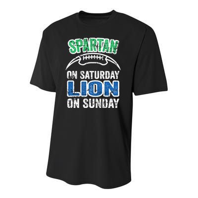 Spartan On Saturday Lion On Sunday Detroit Won Youth Performance Sprint T-Shirt