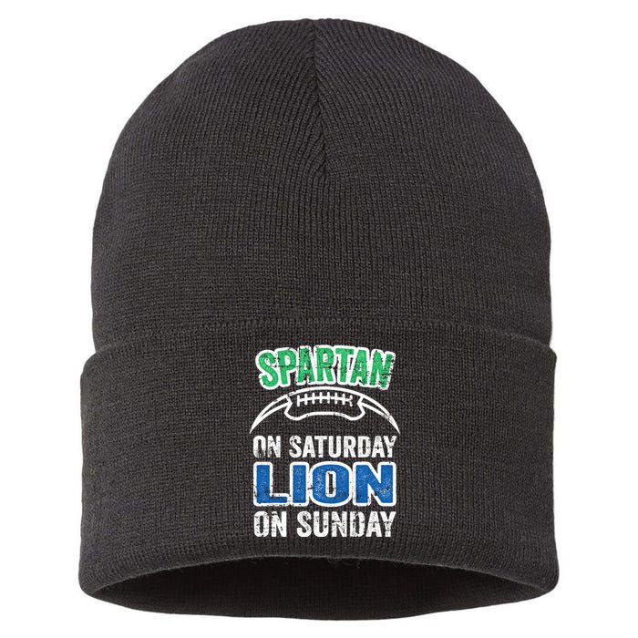 Spartan On Saturday Lion On Sunday Detroit Won Sustainable Knit Beanie