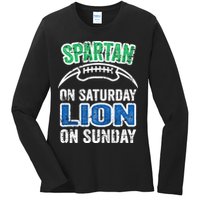 Spartan On Saturday Lion On Sunday Detroit Won Ladies Long Sleeve Shirt