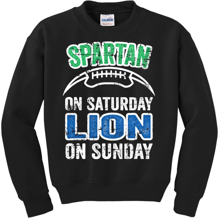 Spartan On Saturday Lion On Sunday Detroit Won Kids Sweatshirt