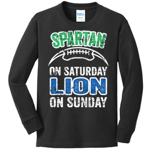 Spartan On Saturday Lion On Sunday Detroit Won Kids Long Sleeve Shirt