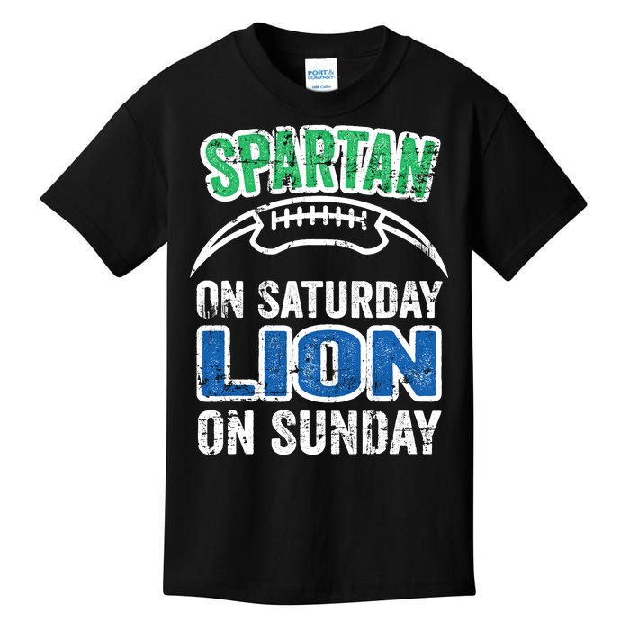 Spartan On Saturday Lion On Sunday Detroit Won Kids T-Shirt