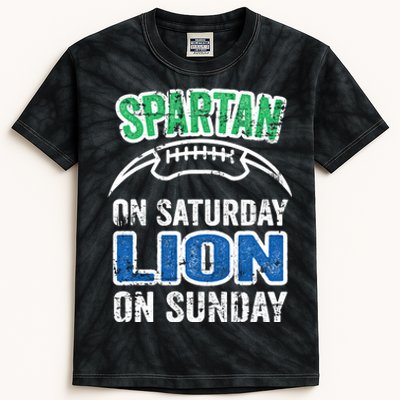 Spartan On Saturday Lion On Sunday Detroit Won Kids Tie-Dye T-Shirt