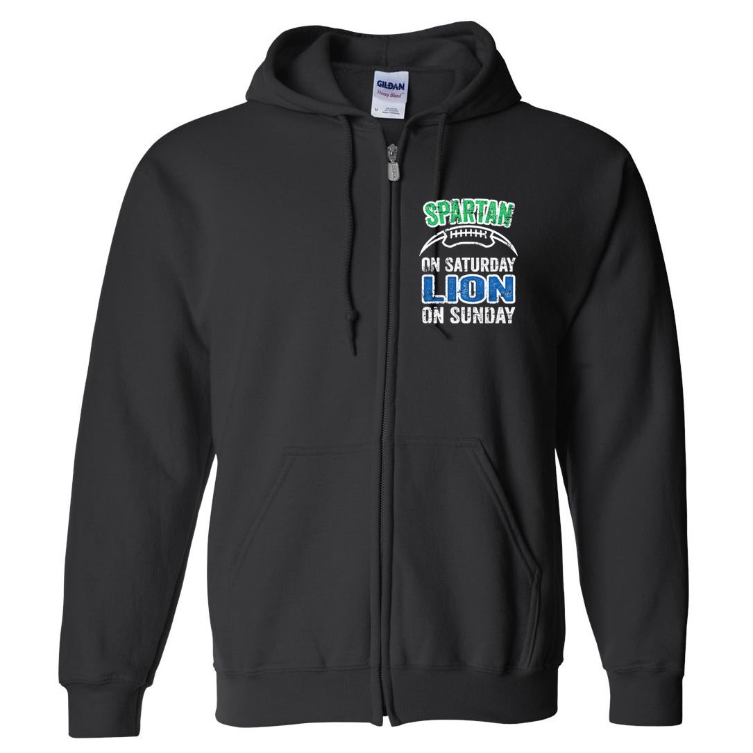 Spartan On Saturday Lion On Sunday Detroit Won Full Zip Hoodie