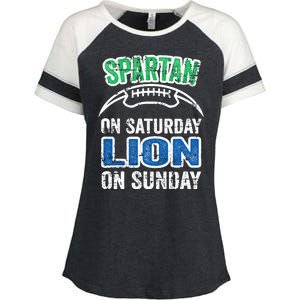 Spartan On Saturday Lion On Sunday Detroit Won Enza Ladies Jersey Colorblock Tee