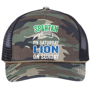 Spartan On Saturday Lion On Sunday Detroit Won Retro Rope Trucker Hat Cap