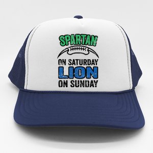 Spartan On Saturday Lion On Sunday Detroit Won Trucker Hat