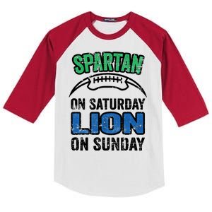 Spartan On Saturday Lion On Sunday Detroit Won Kids Colorblock Raglan Jersey