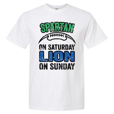 Spartan On Saturday Lion On Sunday Detroit Won Garment-Dyed Heavyweight T-Shirt