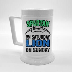 Spartan On Saturday Lion On Sunday Detroit Won Beer Stein