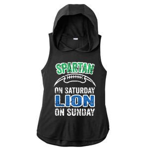 Spartan On Saturday Lion On Sunday Funny Detroit Wo Ladies PosiCharge Tri-Blend Wicking Draft Hoodie Tank