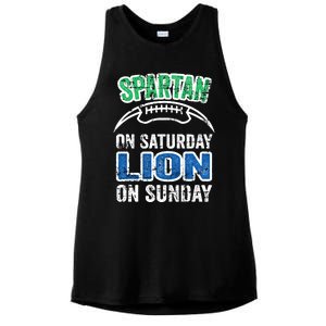 Spartan On Saturday Lion On Sunday Funny Detroit Wo Ladies PosiCharge Tri-Blend Wicking Tank