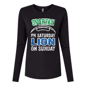 Spartan On Saturday Lion On Sunday Funny Detroit Wo Womens Cotton Relaxed Long Sleeve T-Shirt