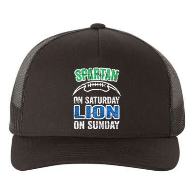 Spartan On Saturday Lion On Sunday Funny Detroit Wo Yupoong Adult 5-Panel Trucker Hat