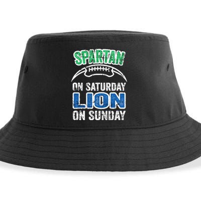 Spartan On Saturday Lion On Sunday Funny Detroit Wo Sustainable Bucket Hat