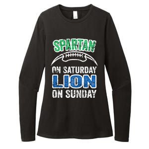 Spartan On Saturday Lion On Sunday Funny Detroit Wo Womens CVC Long Sleeve Shirt