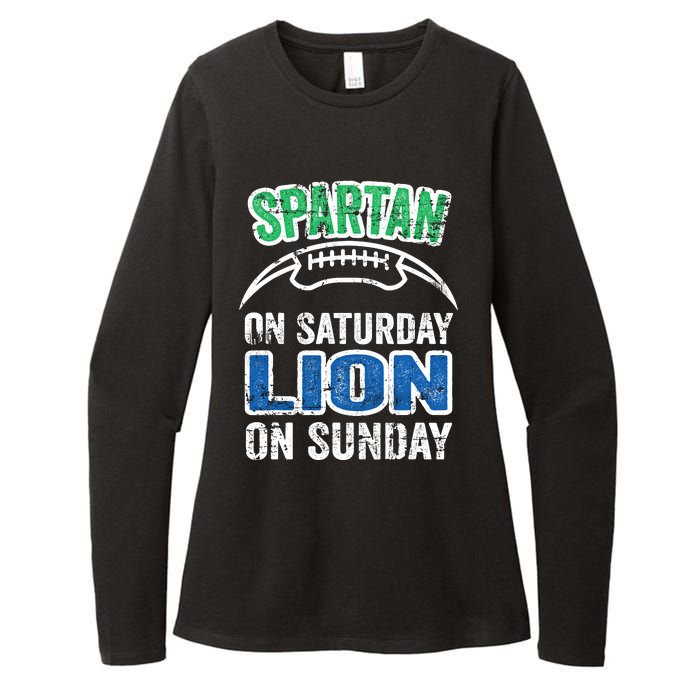 Spartan On Saturday Lion On Sunday Funny Detroit Wo Womens CVC Long Sleeve Shirt