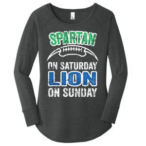 Spartan On Saturday Lion On Sunday Funny Detroit Wo Women's Perfect Tri Tunic Long Sleeve Shirt