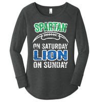 Spartan On Saturday Lion On Sunday Funny Detroit Wo Women's Perfect Tri Tunic Long Sleeve Shirt