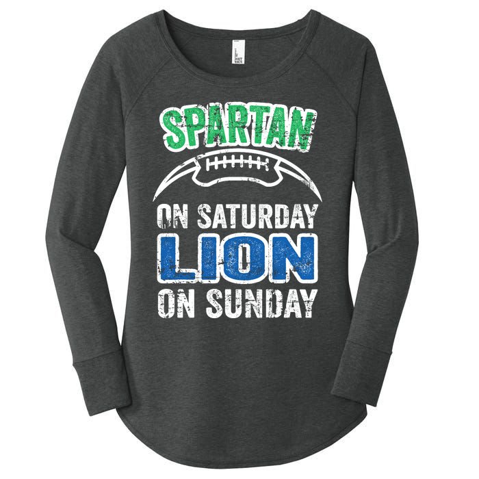 Spartan On Saturday Lion On Sunday Funny Detroit Wo Women's Perfect Tri Tunic Long Sleeve Shirt