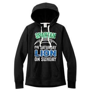 Spartan On Saturday Lion On Sunday Funny Detroit Wo Women's Fleece Hoodie