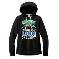 Spartan On Saturday Lion On Sunday Funny Detroit Wo Women's Fleece Hoodie