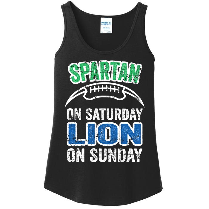 Spartan On Saturday Lion On Sunday Funny Detroit Wo Ladies Essential Tank