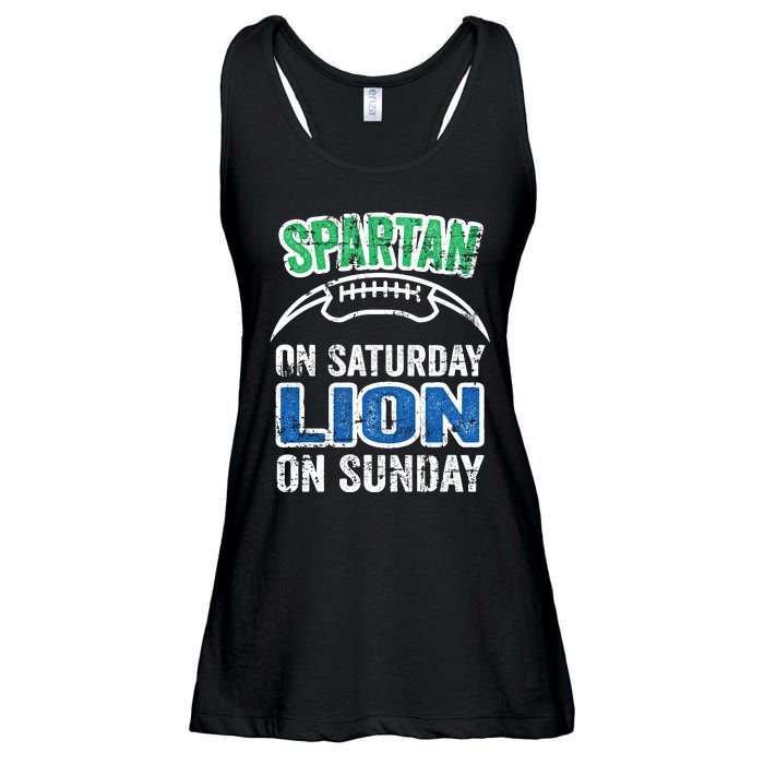 Spartan On Saturday Lion On Sunday Funny Detroit Wo Ladies Essential Flowy Tank