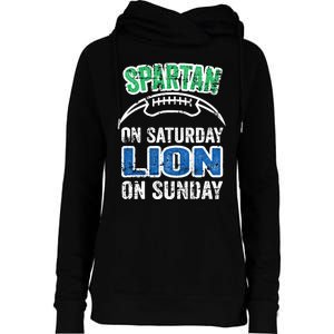 Spartan On Saturday Lion On Sunday Funny Detroit Wo Womens Funnel Neck Pullover Hood