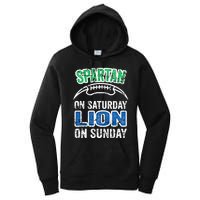 Spartan On Saturday Lion On Sunday Funny Detroit Wo Women's Pullover Hoodie