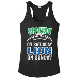 Spartan On Saturday Lion On Sunday Funny Detroit Wo Ladies PosiCharge Competitor Racerback Tank