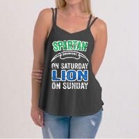 Spartan On Saturday Lion On Sunday Funny Detroit Wo Women's Strappy Tank