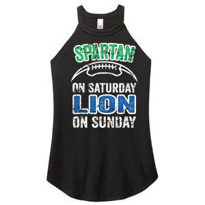 Spartan On Saturday Lion On Sunday Funny Detroit Wo Women's Perfect Tri Rocker Tank