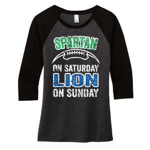 Spartan On Saturday Lion On Sunday Funny Detroit Wo Women's Tri-Blend 3/4-Sleeve Raglan Shirt